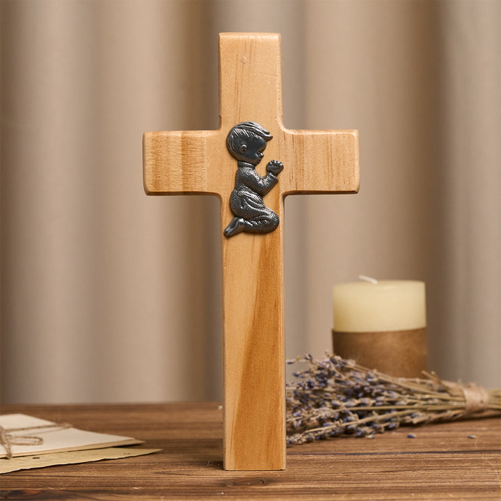 Christianartworkshop Croix en bois décorative pour bureau : Dévotion et foi de l’enfance - image 2