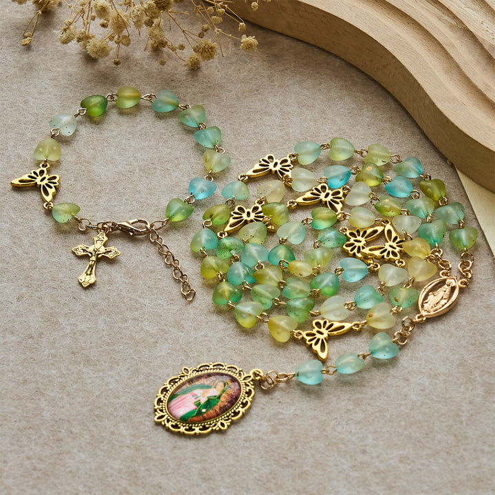 Christianartworkshop Chapelet et bracelet Cœur Vert et Papillon : Dévotion et spiritualité artistique - Ensemble - image 5
