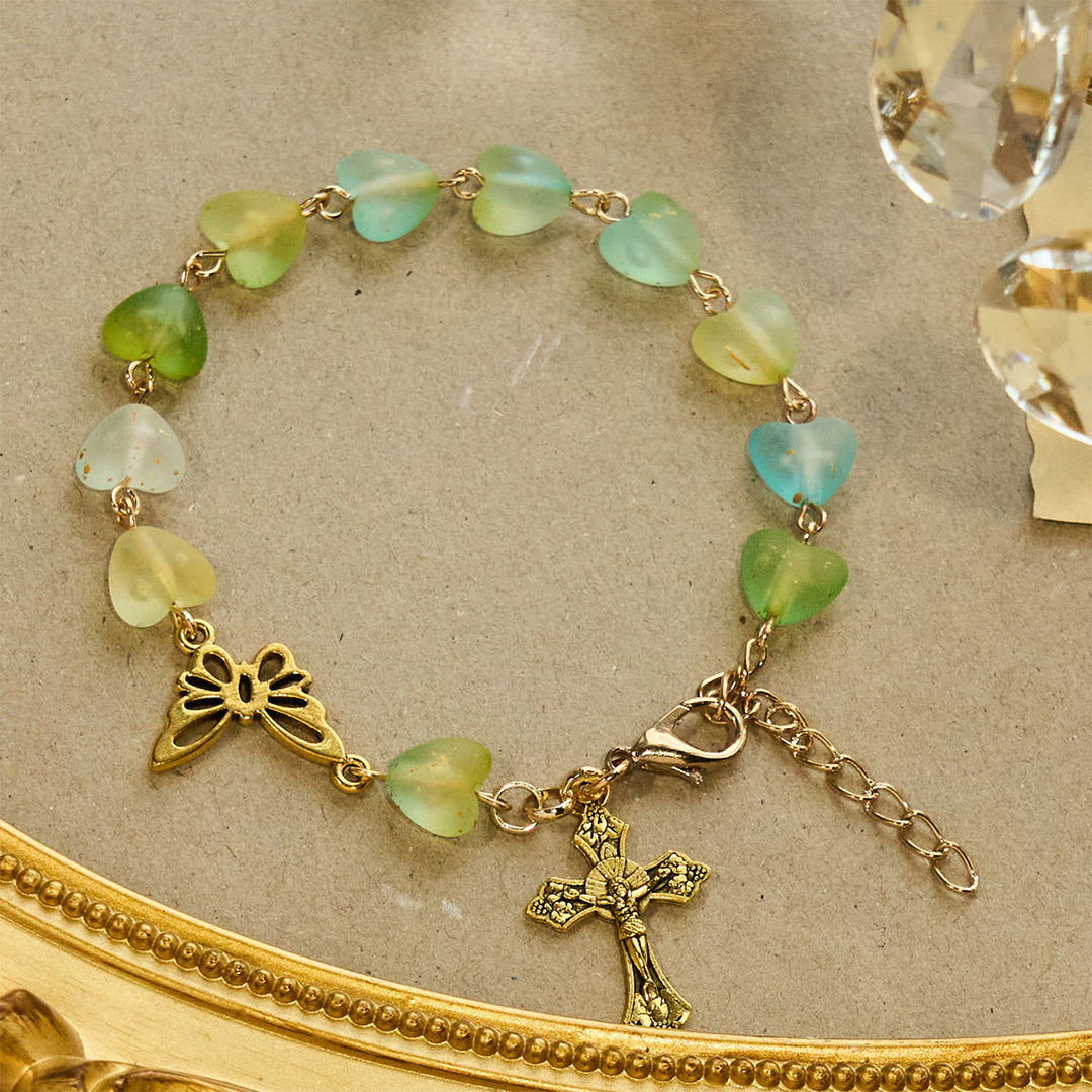 Christianartworkshop Chapelet et bracelet Cœur Vert et Papillon : Dévotion et spiritualité artistique - Bracelet - image 4