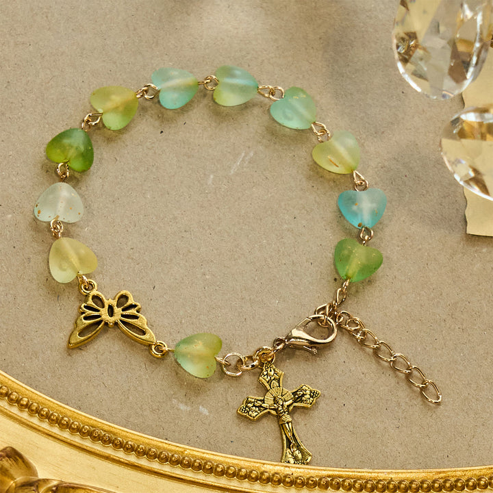 Christianartworkshop Chapelet et bracelet Cœur Vert et Papillon : Dévotion et spiritualité artistique - Bracelet - image 4