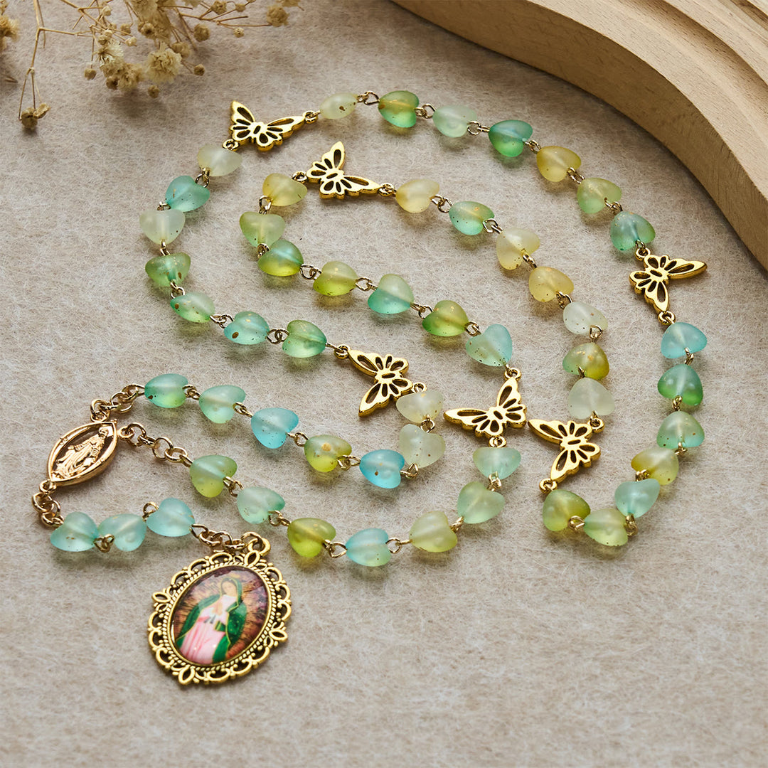 Christianartworkshop Chapelet et bracelet Cœur Vert et Papillon : Dévotion et spiritualité artistique - image 1