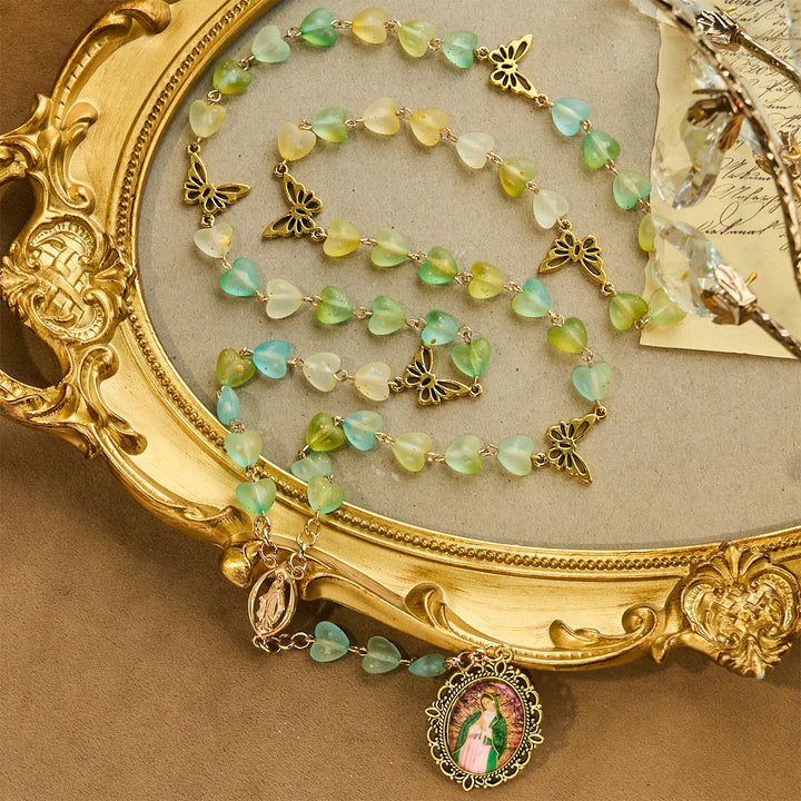 Christianartworkshop Chapelet et bracelet Cœur Vert et Papillon : Dévotion et spiritualité artistique - image 3