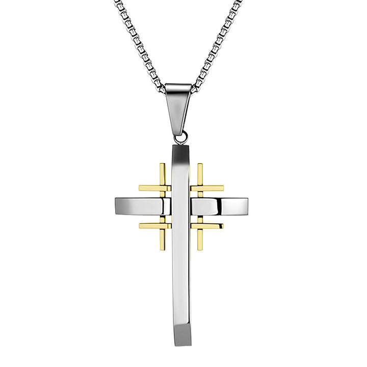 Christianartworkshop Collier pendentif croix géométrique : Foi moderne et dévotion élégante - Argent et or - image 1