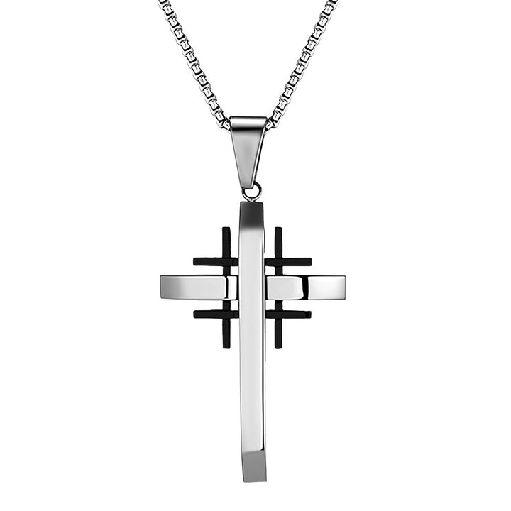 Christianartworkshop Collier pendentif croix géométrique : Foi moderne et dévotion élégante - Argent et noir - image 9