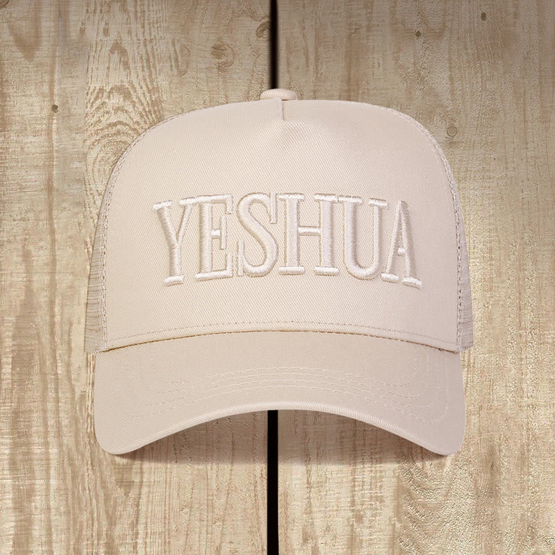 Christianartworkshop Casquette trucker brodée YESHUA : Style empreint de foi et identité spirituelle - Beige - image 0