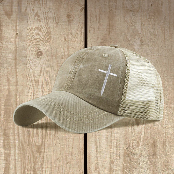Christianartworkshop Casquette trucker brodée d'une croix : Style empreint de foi et message spirituel - Kaki - image 6