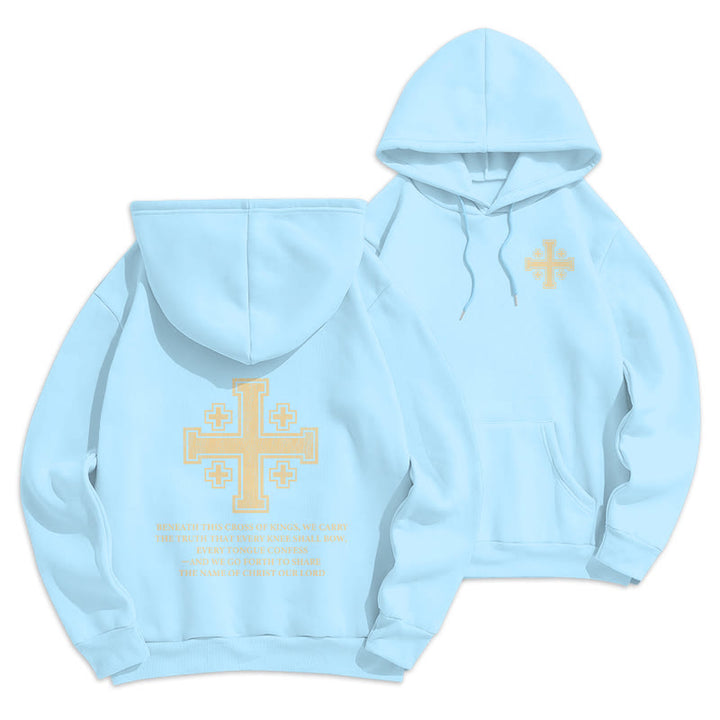 Sweat à capuche en polyester doublé polaire Christianartworkshop Croix des Rois - Déclaration de foi - Bleu - 2XL - image 21