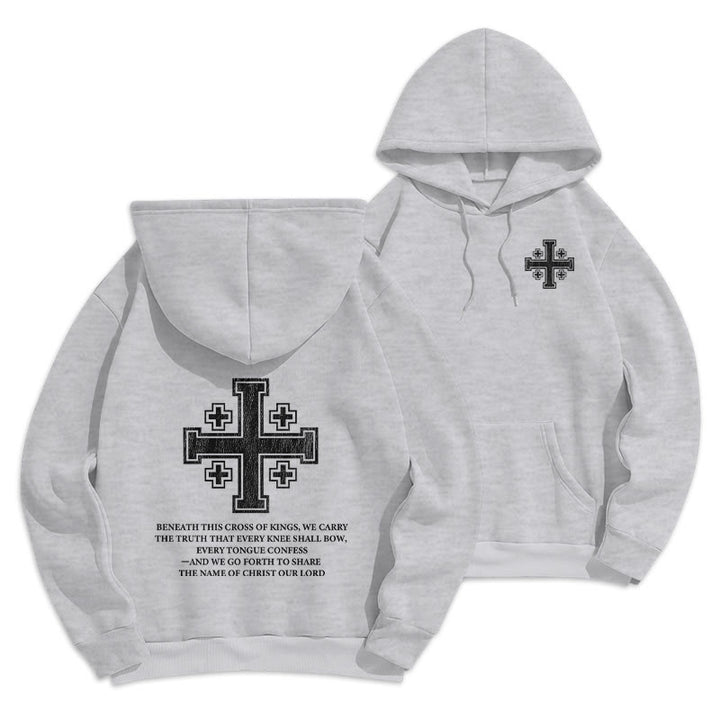 Sweat à capuche en polyester doublé polaire Christianartworkshop Croix des Rois - Déclaration de foi - Gris - 2XL - image 9
