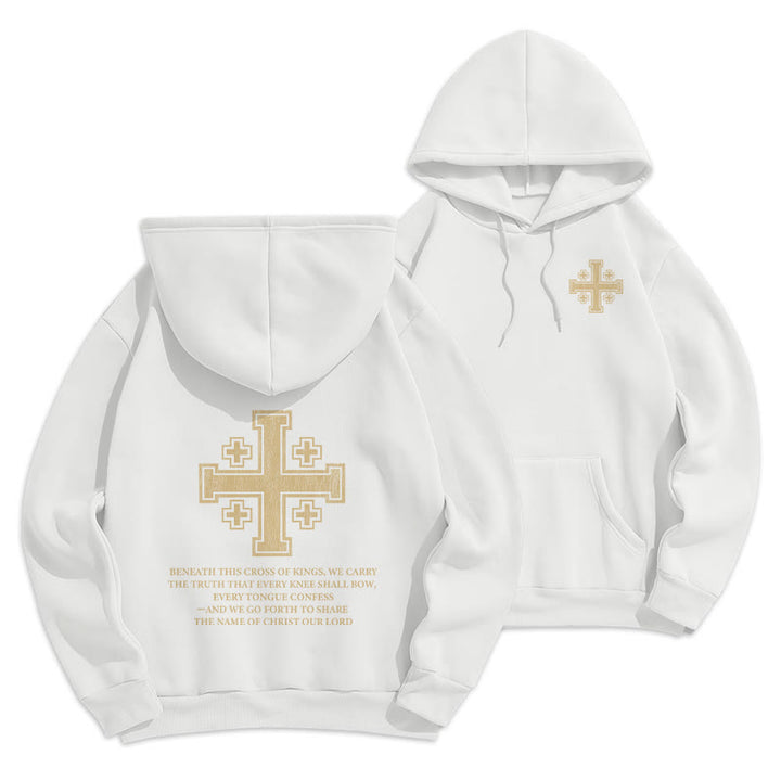 Sweat à capuche en polyester doublé polaire Christianartworkshop Croix des Rois - Déclaration de foi - Blanc - 2XL - image 6