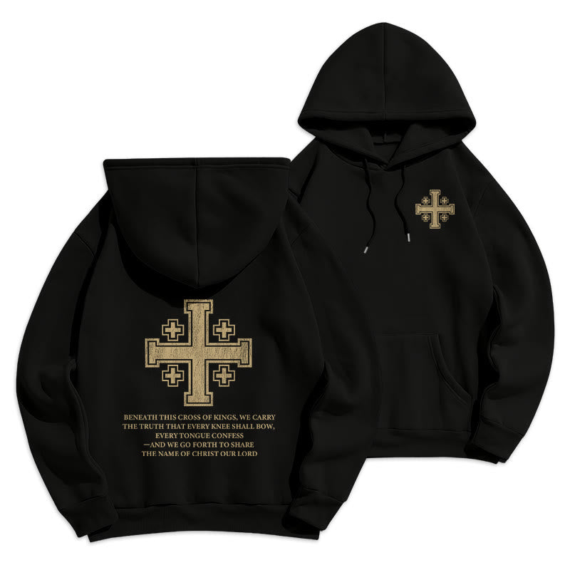 Sweat à capuche en polyester doublé polaire Christianartworkshop Croix des Rois - Déclaration de foi - Noir - 2XL - image 0