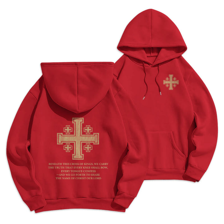 Sweat à capuche en polyester doublé polaire Christianartworkshop Croix des Rois - Déclaration de foi - Rouge - 2XL - image 18