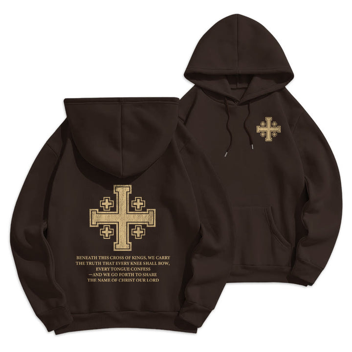 Sweat à capuche en polyester doublé polaire Christianartworkshop Croix des Rois - Déclaration de foi - Brun - 2XL - image 3
