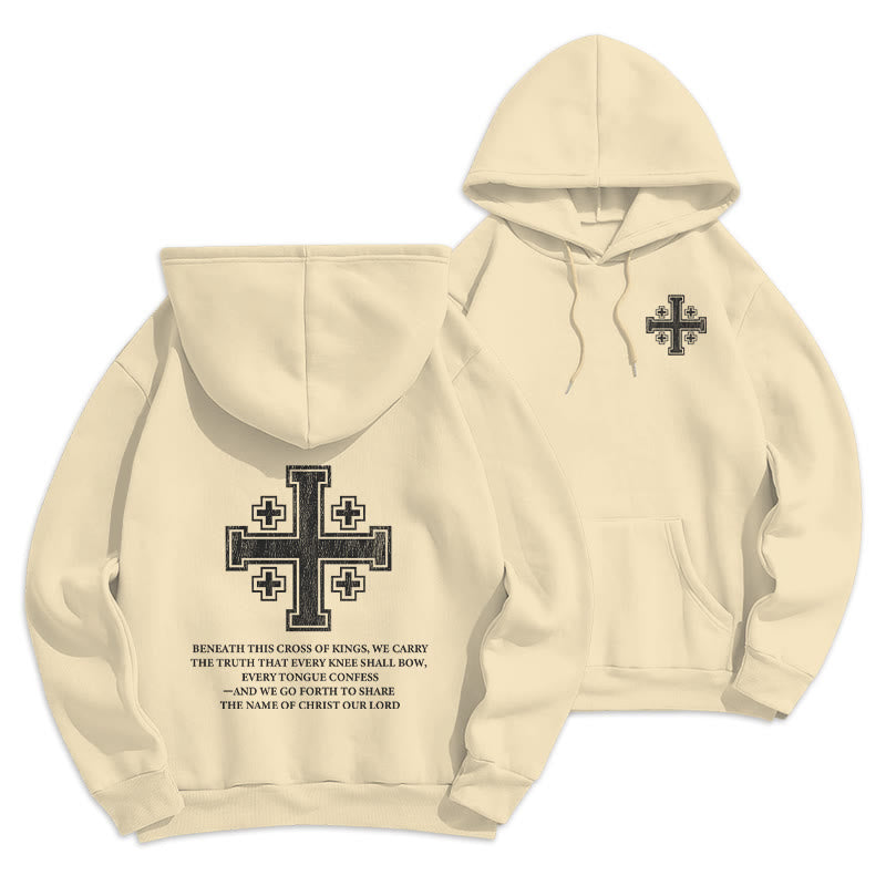 Sweat à capuche en polyester doublé polaire Christianartworkshop Croix des Rois - Déclaration de foi - Beige - 2XL - image 12