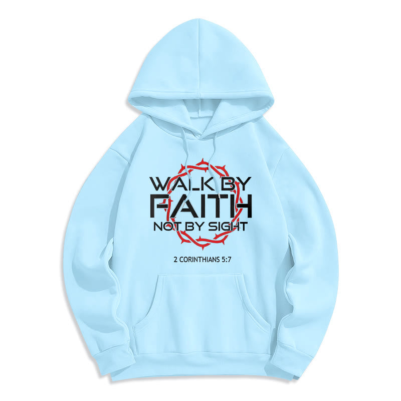 Christianartworkshop - Sweat à capuche doublé polaire en polyester - Marche par la foi - Bleu - 2XL - image 7