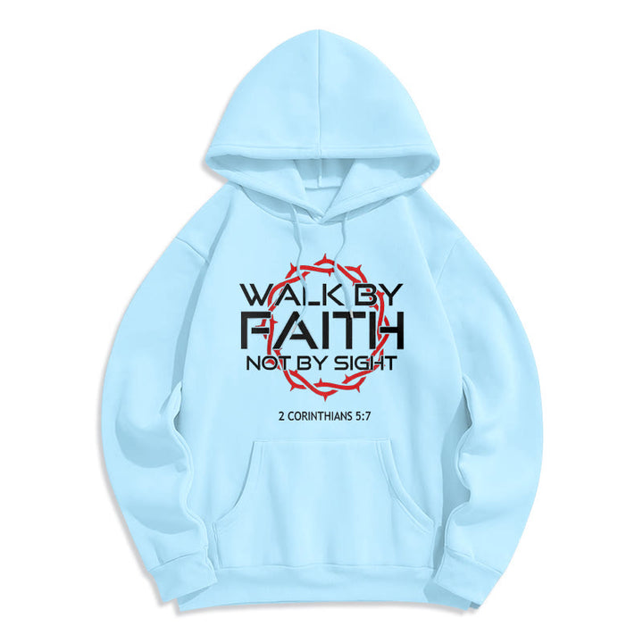 Christianartworkshop - Sweat à capuche doublé polaire en polyester - Marche par la foi - Bleu - 2XL - image 7