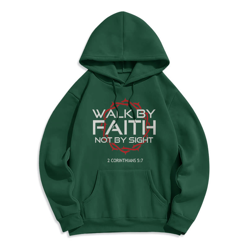 Christianartworkshop - Sweat à capuche doublé polaire en polyester - Marche par la foi - Vert - 2XL - image 5