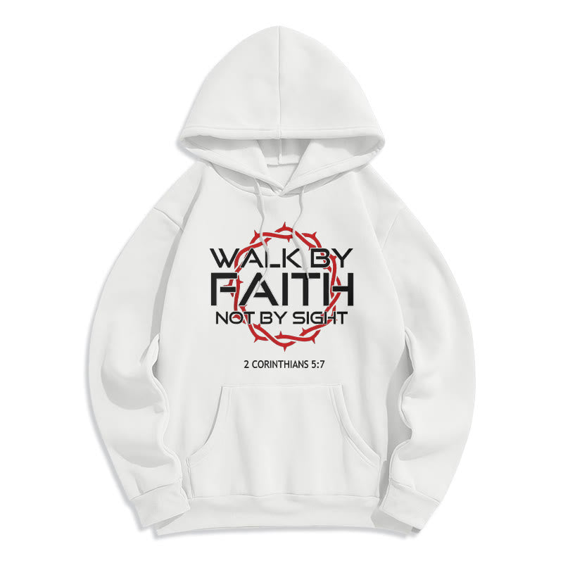 Christianartworkshop - Sweat à capuche doublé polaire en polyester - Marche par la foi - Blanc - 2XL - image 2