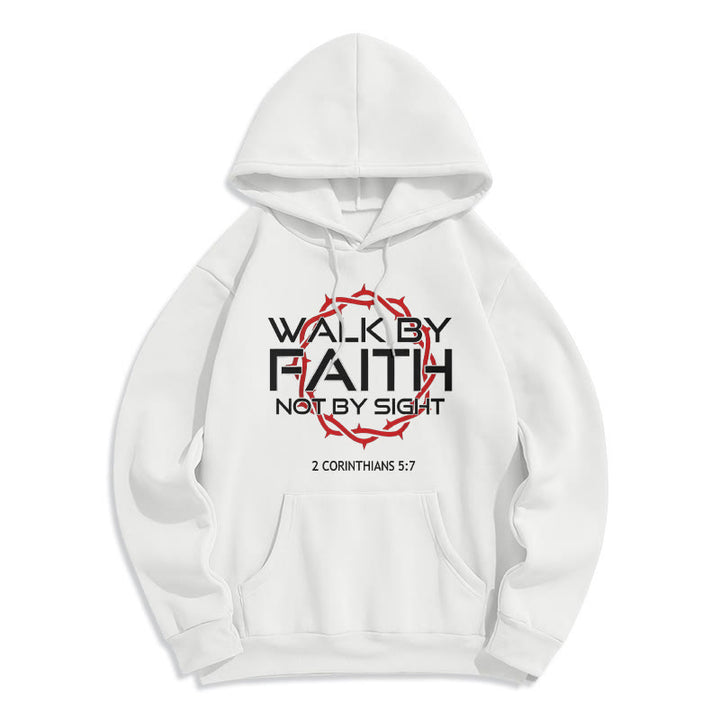 Christianartworkshop - Sweat à capuche doublé polaire en polyester - Marche par la foi - Blanc - 2XL - image 2