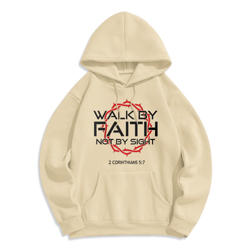 Christianartworkshop - Sweat à capuche doublé polaire en polyester - Marche par la foi - Beige - 2XL - image 4