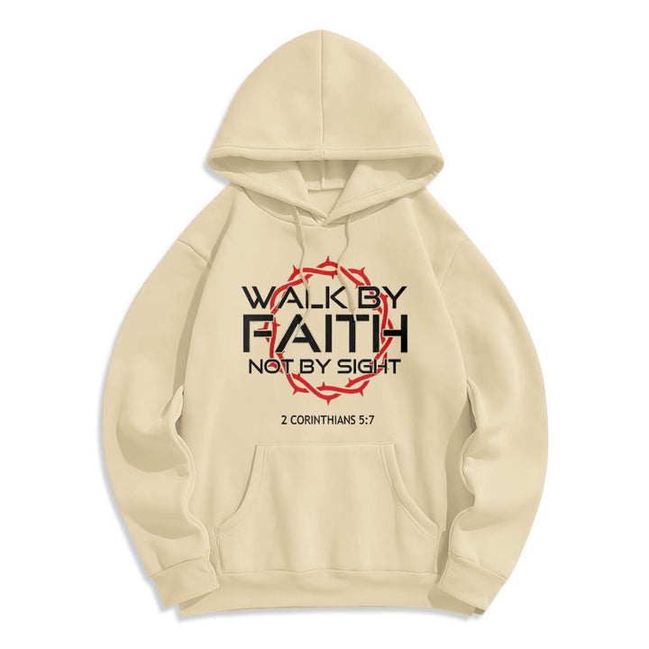 Christianartworkshop - Sweat à capuche doublé polaire en polyester - Marche par la foi - Beige - 2XL - image 4