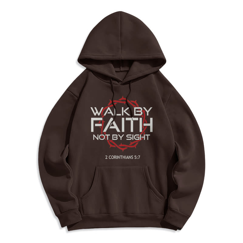 Christianartworkshop - Sweat à capuche doublé polaire en polyester - Marche par la foi - Brun - 2XL - image 0