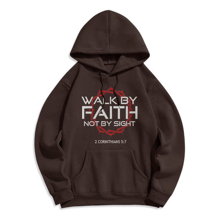 Christianartworkshop - Sweat à capuche doublé polaire en polyester - Marche par la foi - Brun - 2XL - image 0