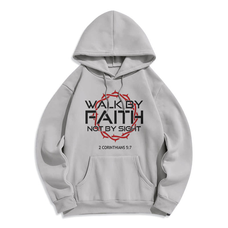 Christianartworkshop - Sweat à capuche doublé polaire en polyester - Marche par la foi - Gris - 2XL - image 3