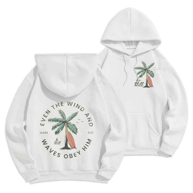 Sweat à capuche en polyester doublé polaire Christianartworkshop avec versets bibliques et motifs côtiers - Blanc - 2XL - image 3