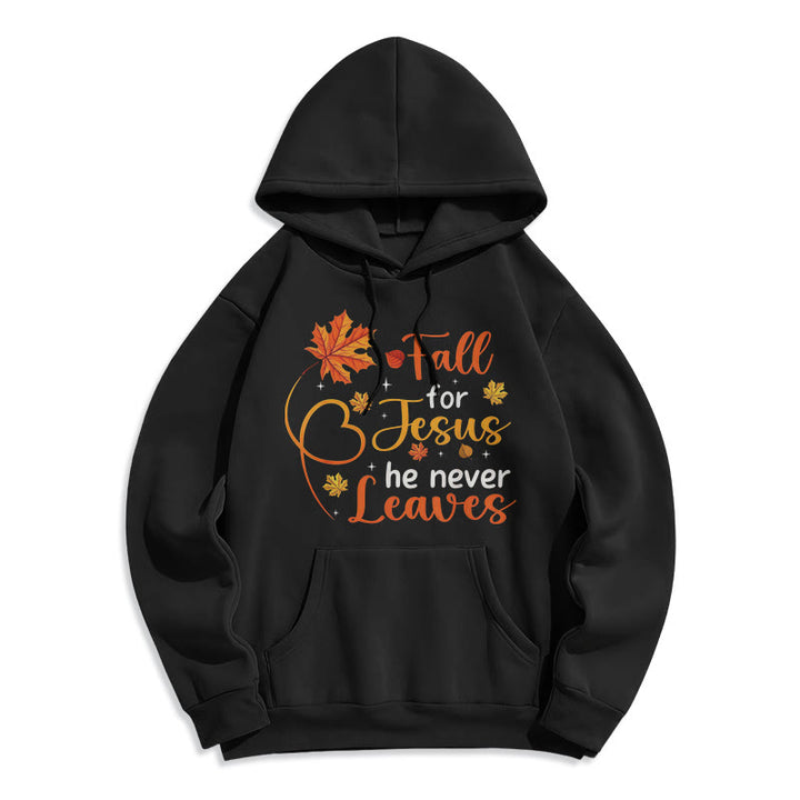 Christianartworkshop Tombez pour Jésus, il ne vous quitte jamais. Sweat à capuche en polyester doublé polaire « Foi d'automne ». - Noir - 2XL - image 3