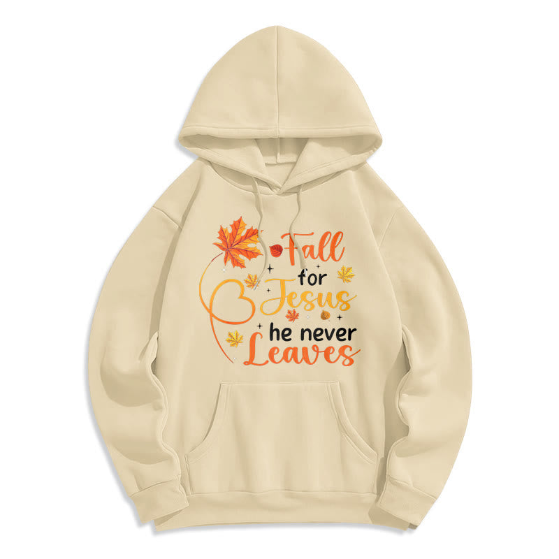 Christianartworkshop Tombez pour Jésus, il ne vous quitte jamais. Sweat à capuche en polyester doublé polaire « Foi d'automne ». - Beige - 2XL - image 2