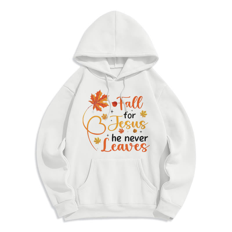 Christianartworkshop Tombez pour Jésus, il ne vous quitte jamais. Sweat à capuche en polyester doublé polaire « Foi d'automne ». - Blanc - 2XL - image 4