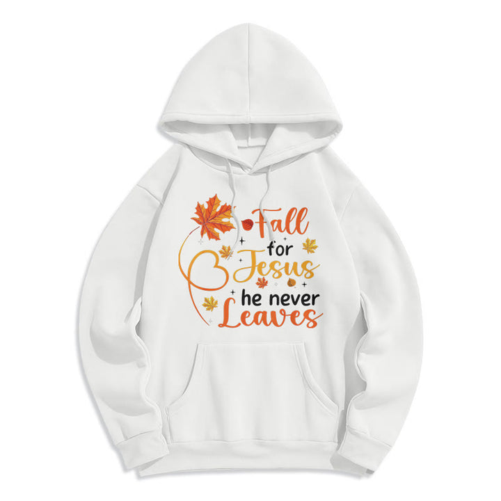 Christianartworkshop Tombez pour Jésus, il ne vous quitte jamais. Sweat à capuche en polyester doublé polaire « Foi d'automne ». - Blanc - 2XL - image 4