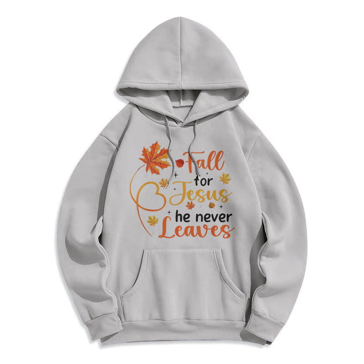 Christianartworkshop Tombez pour Jésus, il ne vous quitte jamais. Sweat à capuche en polyester doublé polaire « Foi d'automne ». - Gris - 2XL - image 0
