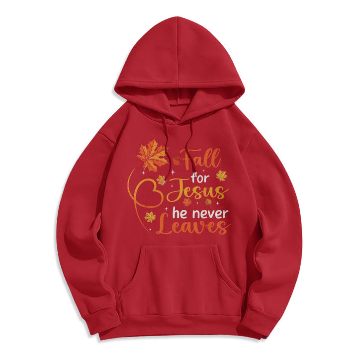 Christianartworkshop Tombez pour Jésus, il ne vous quitte jamais. Sweat à capuche en polyester doublé polaire « Foi d'automne ». - Rouge - 2XL - image 6