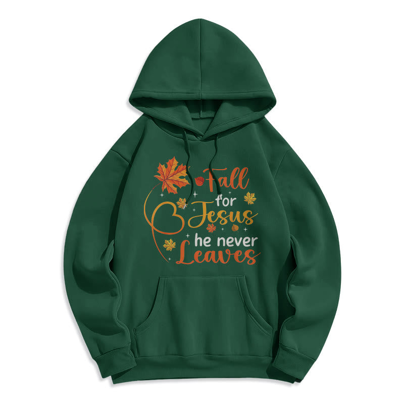 Christianartworkshop Tombez pour Jésus, il ne vous quitte jamais. Sweat à capuche en polyester doublé polaire « Foi d'automne ». - Vert - 2XL - image 7