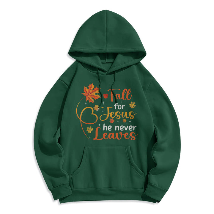 Christianartworkshop Tombez pour Jésus, il ne vous quitte jamais. Sweat à capuche en polyester doublé polaire « Foi d'automne ». - Vert - 2XL - image 7