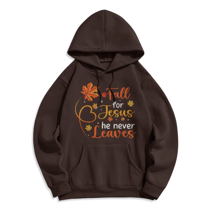 Christianartworkshop Tombez pour Jésus, il ne vous quitte jamais. Sweat à capuche en polyester doublé polaire « Foi d'automne ». - Brun - 2XL - image 8