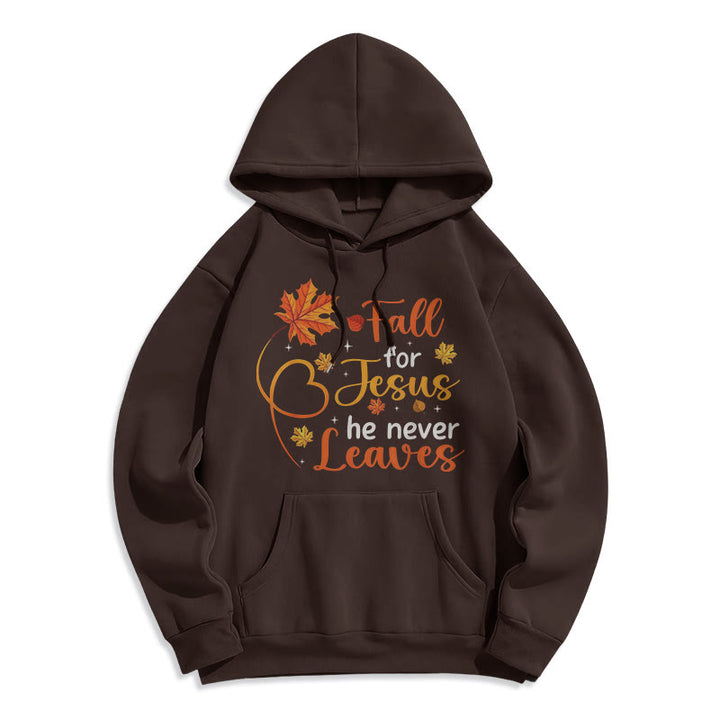 Christianartworkshop Tombez pour Jésus, il ne vous quitte jamais. Sweat à capuche en polyester doublé polaire « Foi d'automne ». - Brun - 2XL - image 8