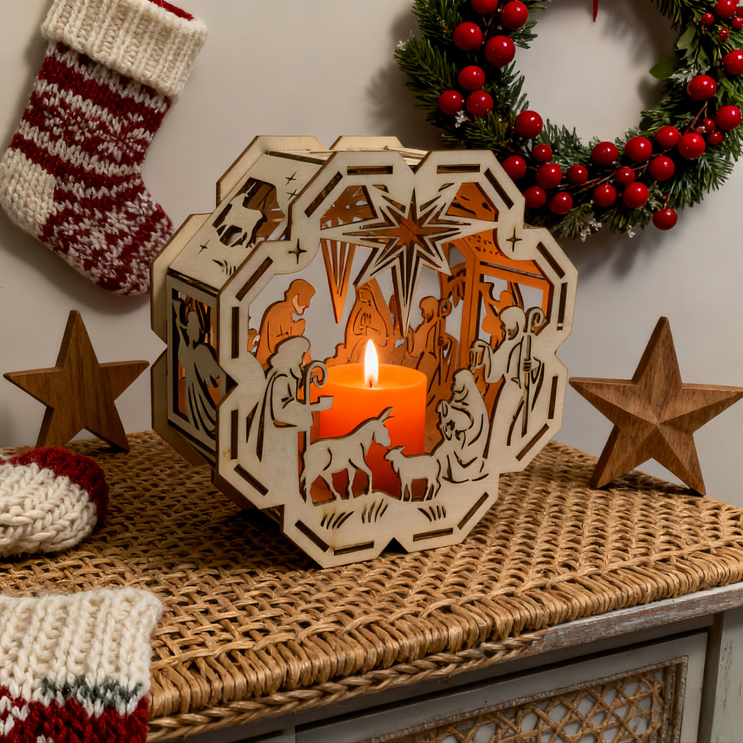 Christianartworkshop Crèche illuminée à la bougie : une lueur spirituelle pour les espaces de Noël - Nativité - image 0