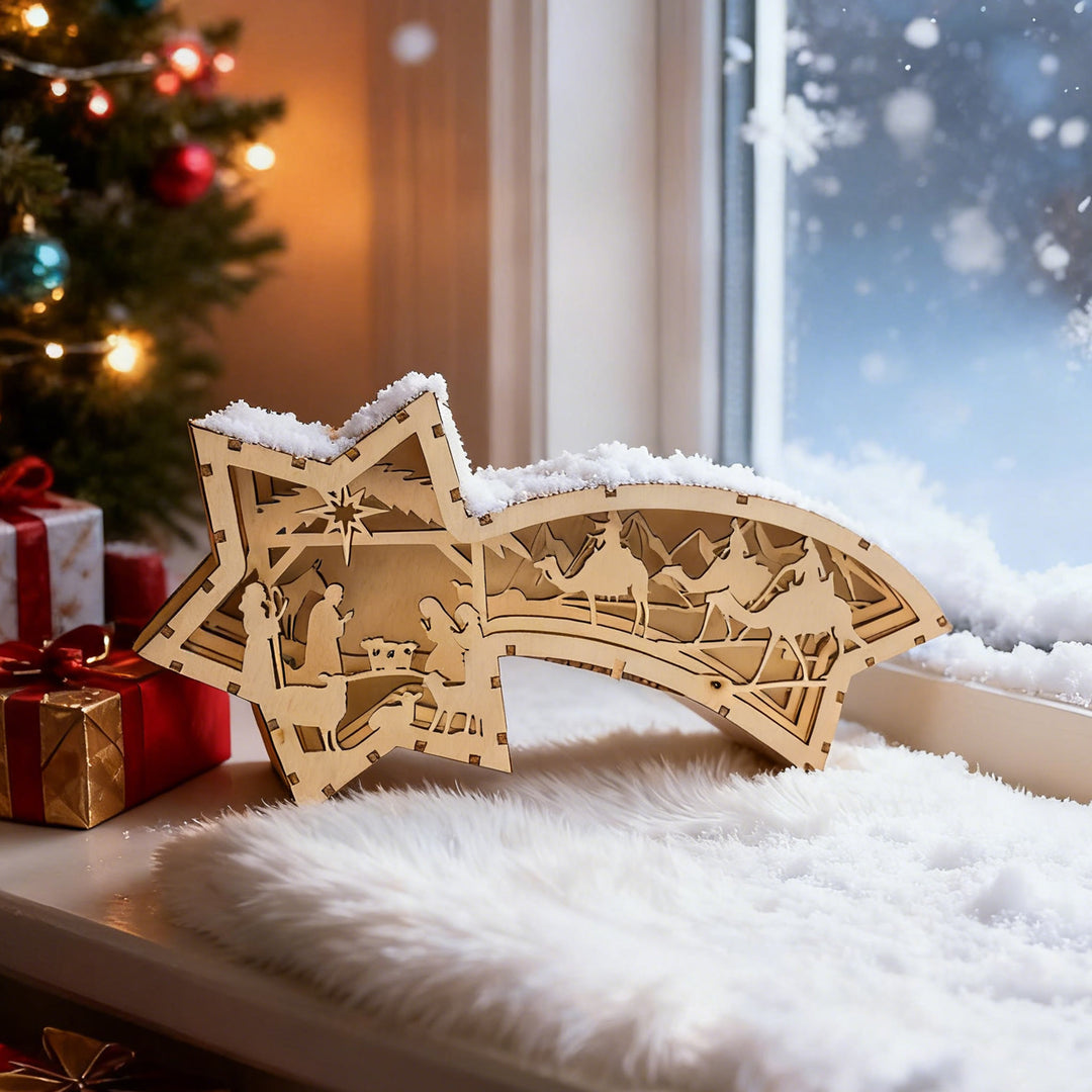 Christianartworkshop Crèche en bois en forme d'étoile : récit sacré et dévotion artistique - image 5