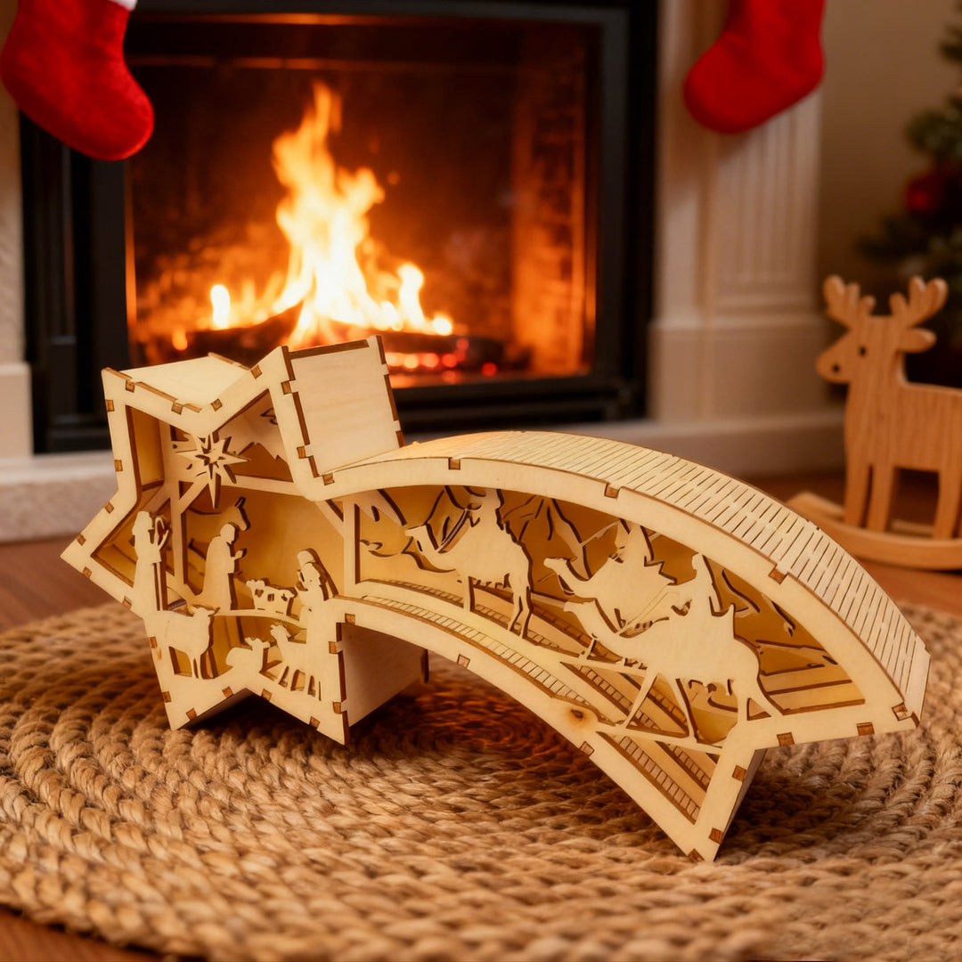 Christianartworkshop Crèche en bois en forme d'étoile : récit sacré et dévotion artistique - image 6