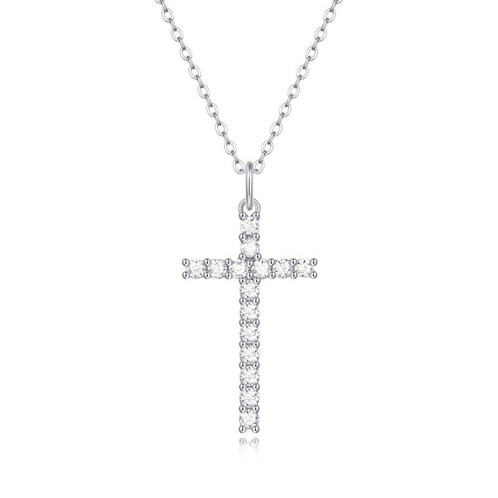 Collier croix en argent sterling et moissanite de Christianartworkshop : Foi, élégance et éclat intemporel - UN - image 0