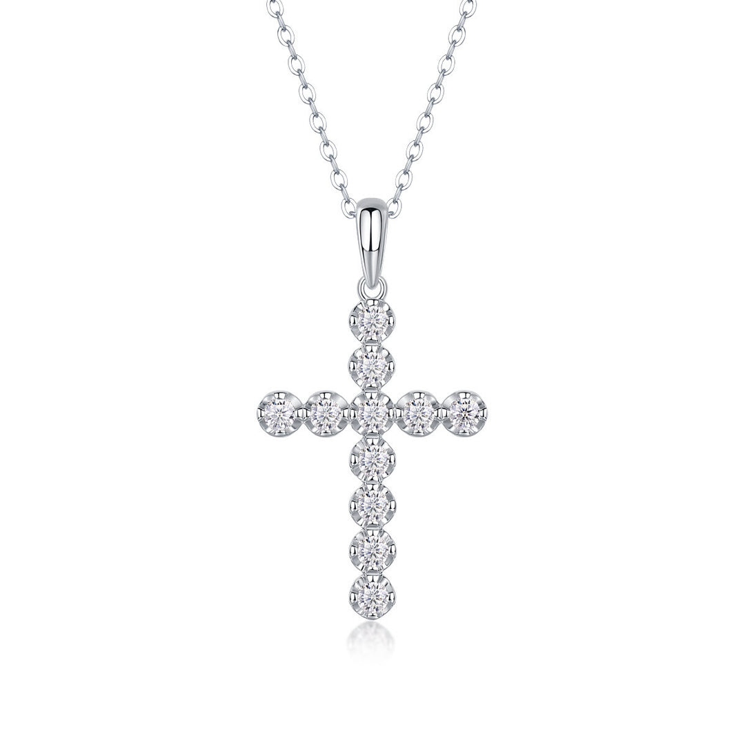 Collier croix en argent sterling et moissanite de Christianartworkshop : Foi, élégance et éclat intemporel - B - image 1