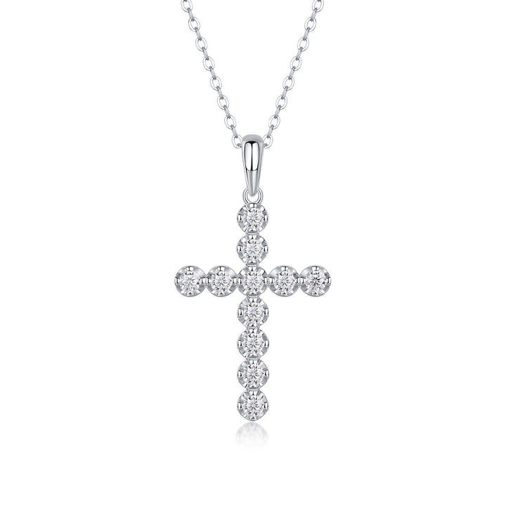 Collier croix en argent sterling et moissanite de Christianartworkshop : Foi, élégance et éclat intemporel - B - image 1