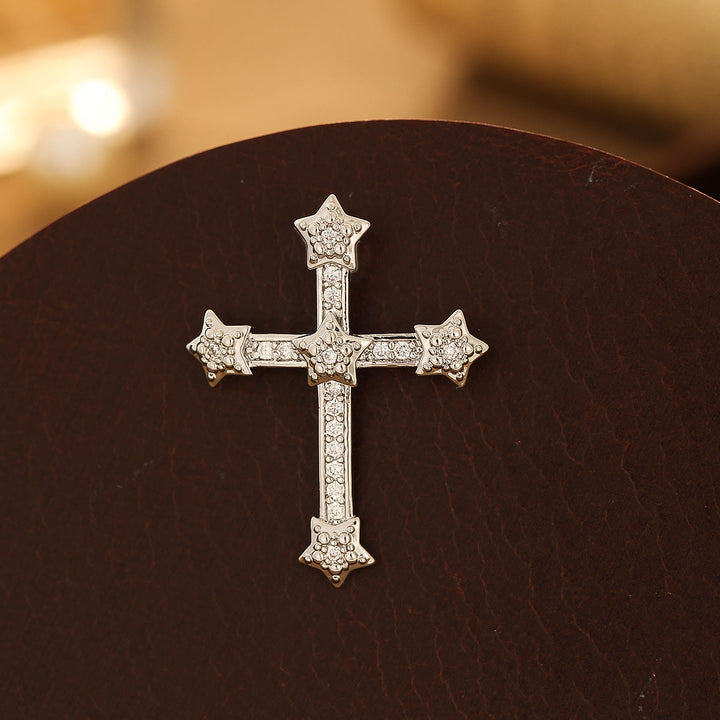 Christianartworkshop Série de croix en cuivre aux motifs variés : des options de style diversifiées pour porter un symbole de foi - Croix d'étoile - Argent - image 4