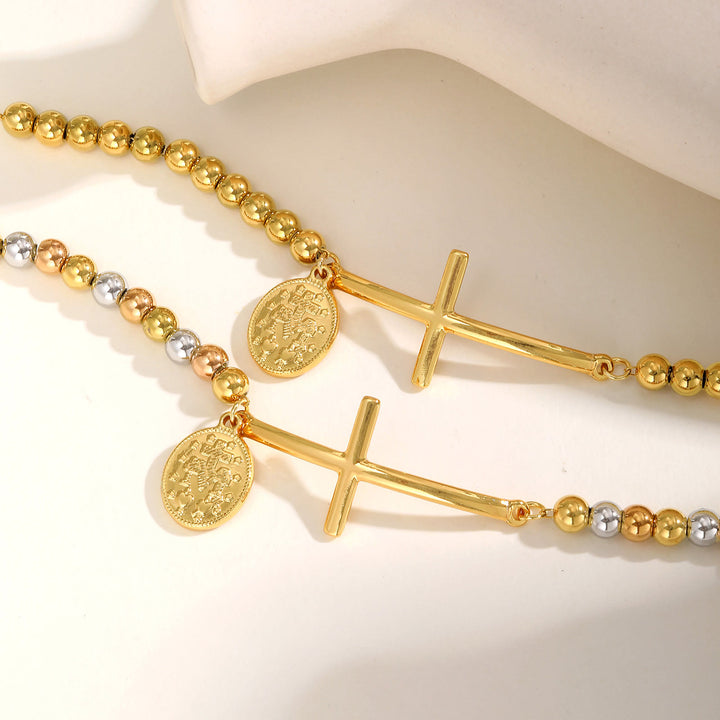 Bracelet perlé Croix et Notre-Dame de Christianartworkshop : Symbole spirituel d'une élégance raffinée - image 4