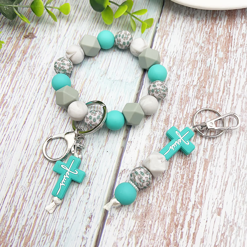 Christianartworkshop Ensemble de porte-clés en silicone « Foi » : Breloque croix pour un rappel quotidien de la foi - image 0