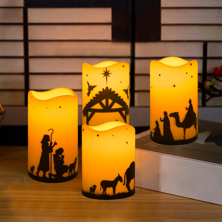 Christianartworkshop Crèche décorative avec bougie LED à bord ondulé : plusieurs modes d’éclairage pour exprimer sa foi - image 4