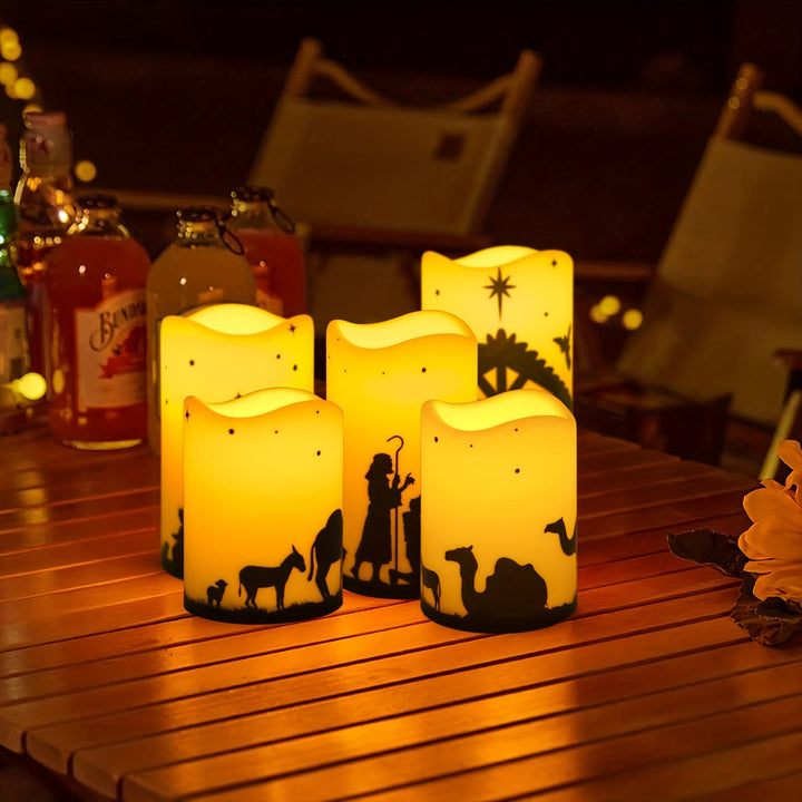 Christianartworkshop Crèche décorative avec bougie LED à bord ondulé : plusieurs modes d’éclairage pour exprimer sa foi - image 5