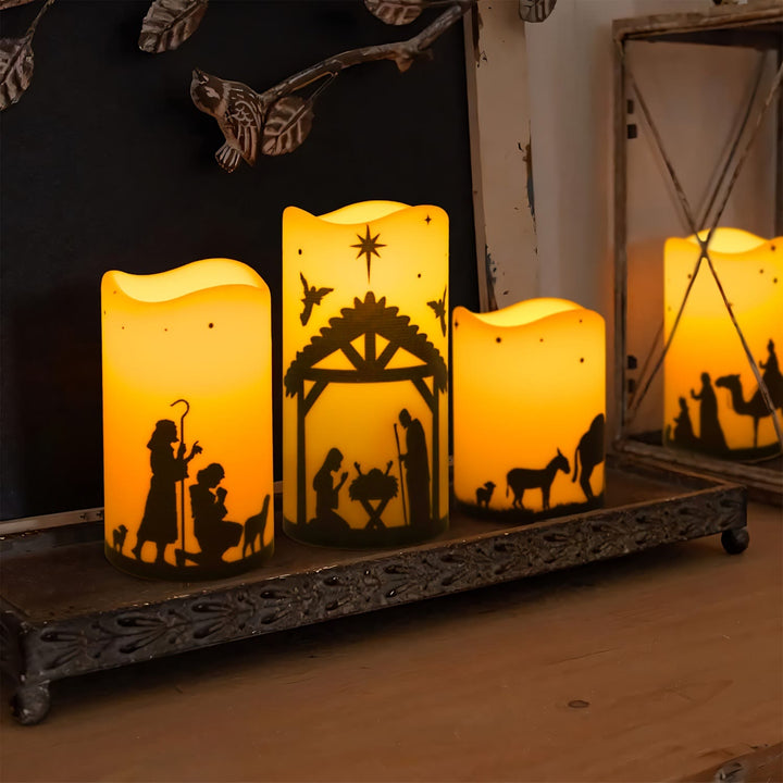 Christianartworkshop Crèche décorative avec bougie LED à bord ondulé : plusieurs modes d’éclairage pour exprimer sa foi - image 6